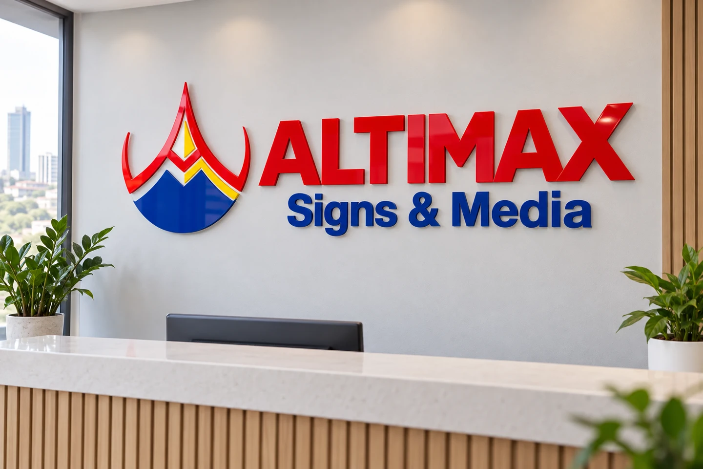 Altimax Signs & Media dimensional reception-sign mockup